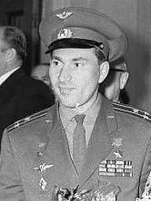 Pavel Belyayev in a uniform and peaked cap