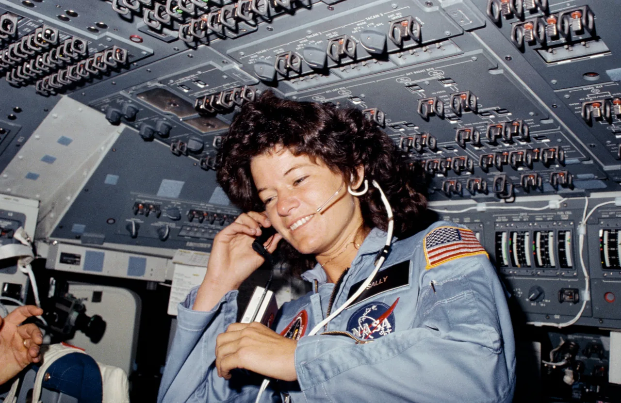 Sally Ride at the controls aboard Challenger