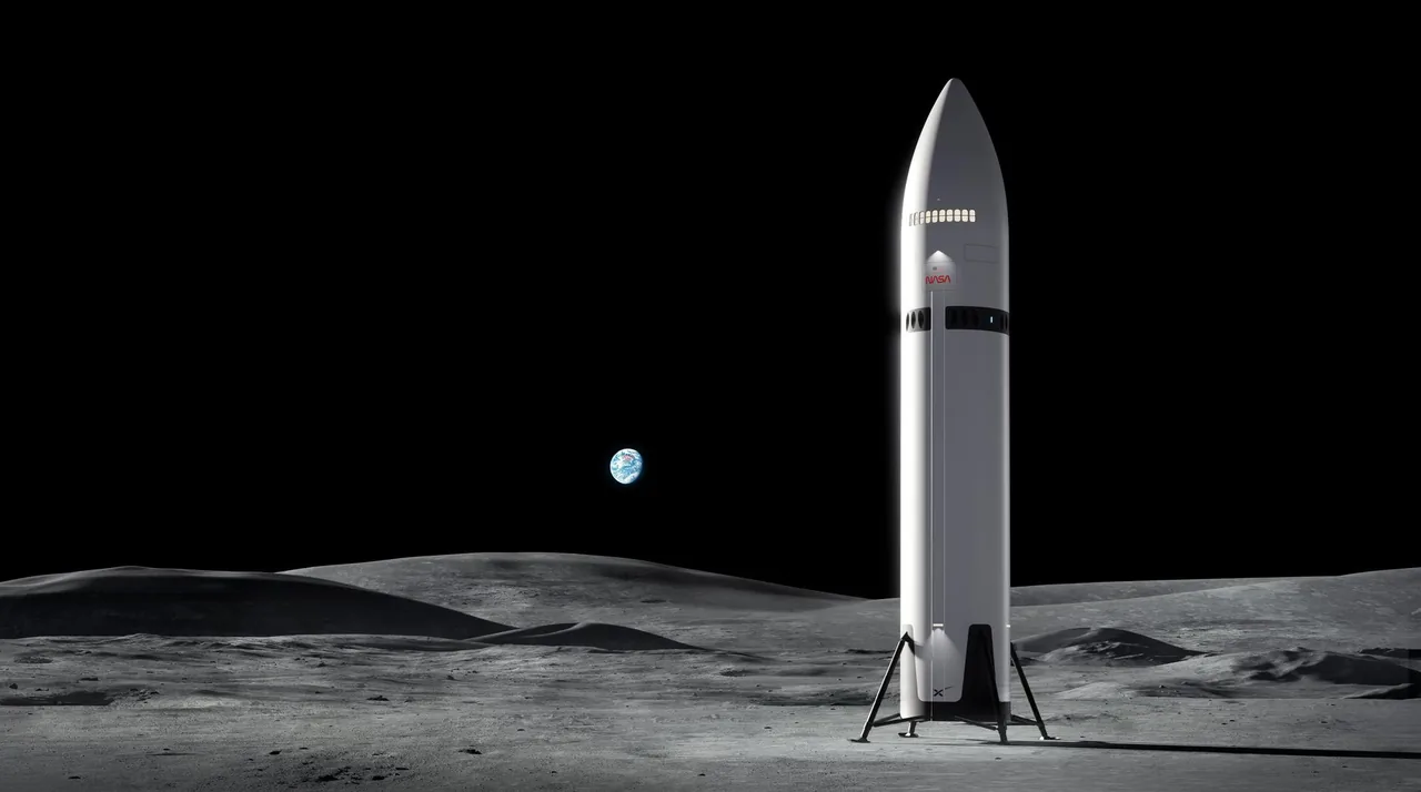Historical artist’s concept of Starship HLS standing on the lunar surface.